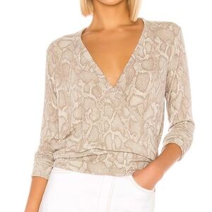 SUNDRY Snake Print Wrap Sweater